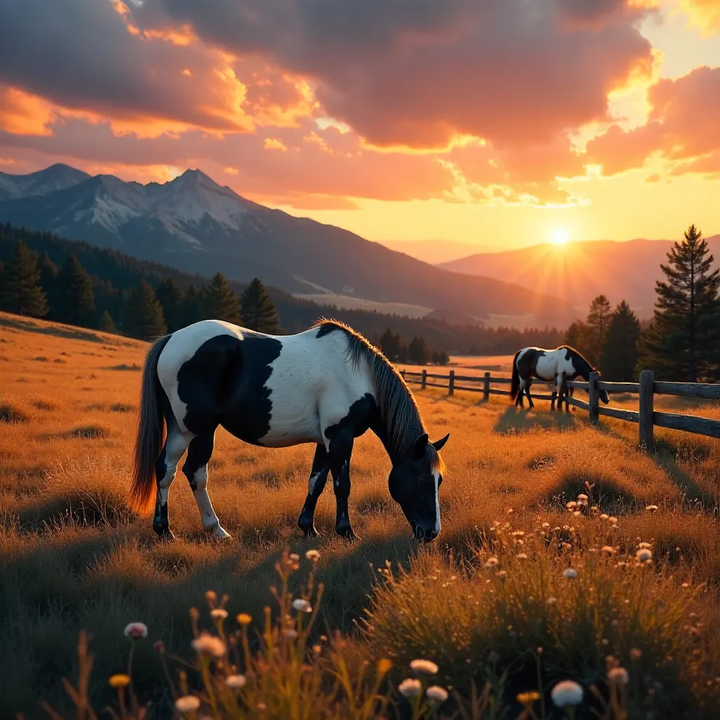Sunset Grazing Appaloosa in Idaho Countryside