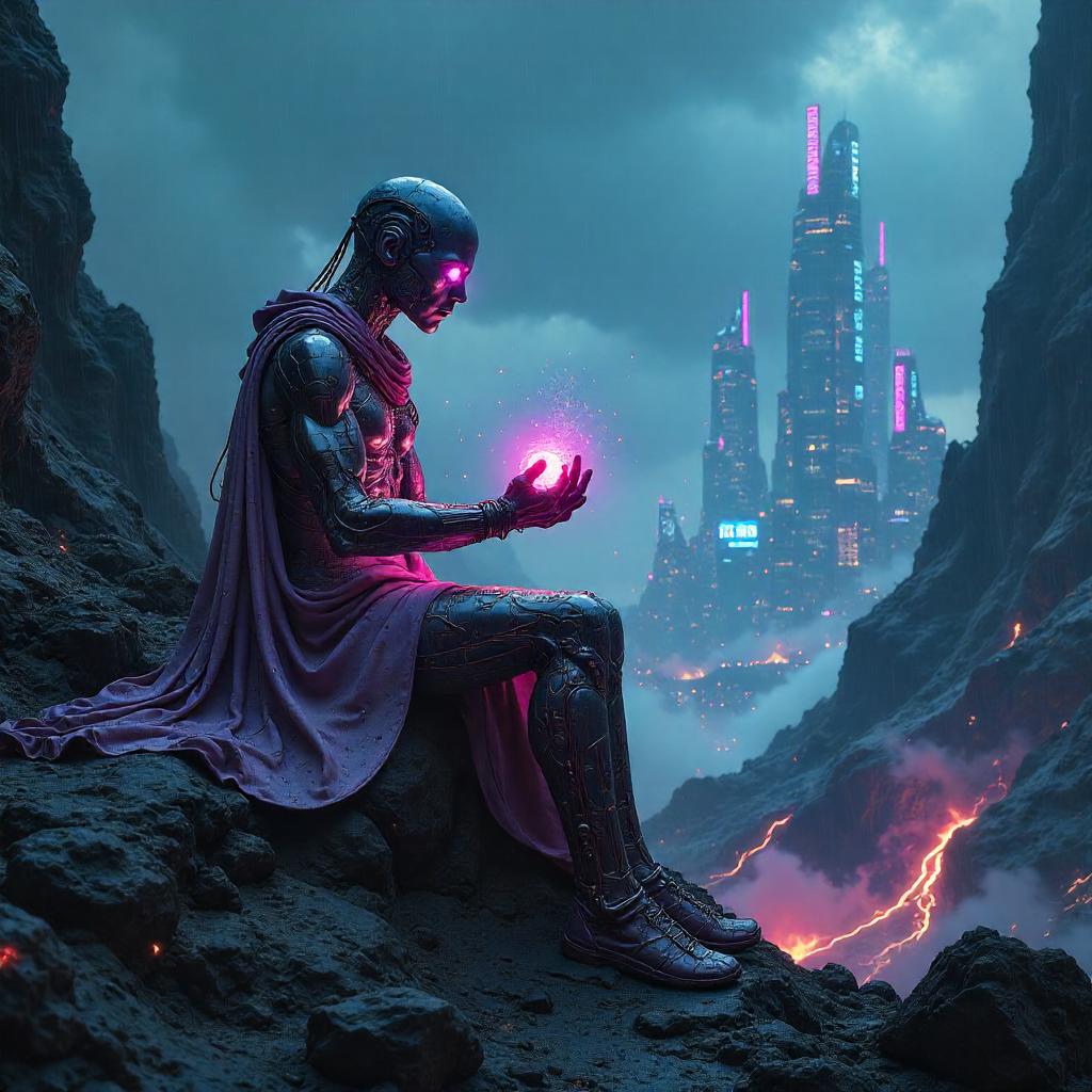 Neon Oracle on Volcanic Rift