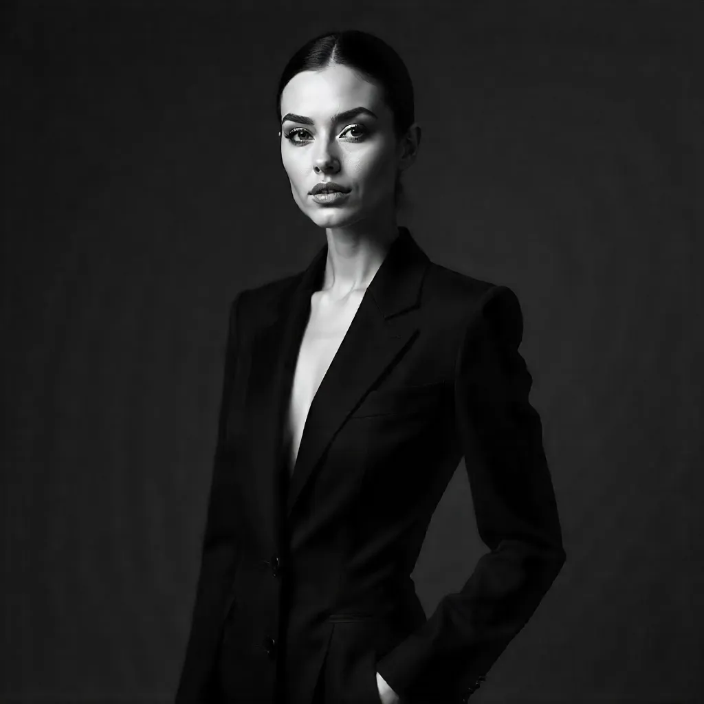 Monochrome Portrait of Elegant Confidence