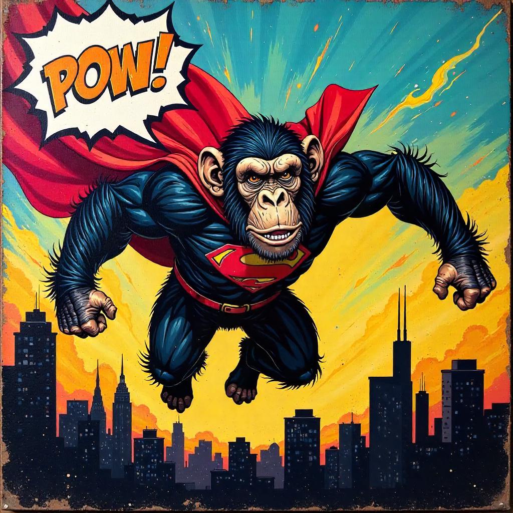 Comic-Chimp Painting: A Hero in Brushstrokes