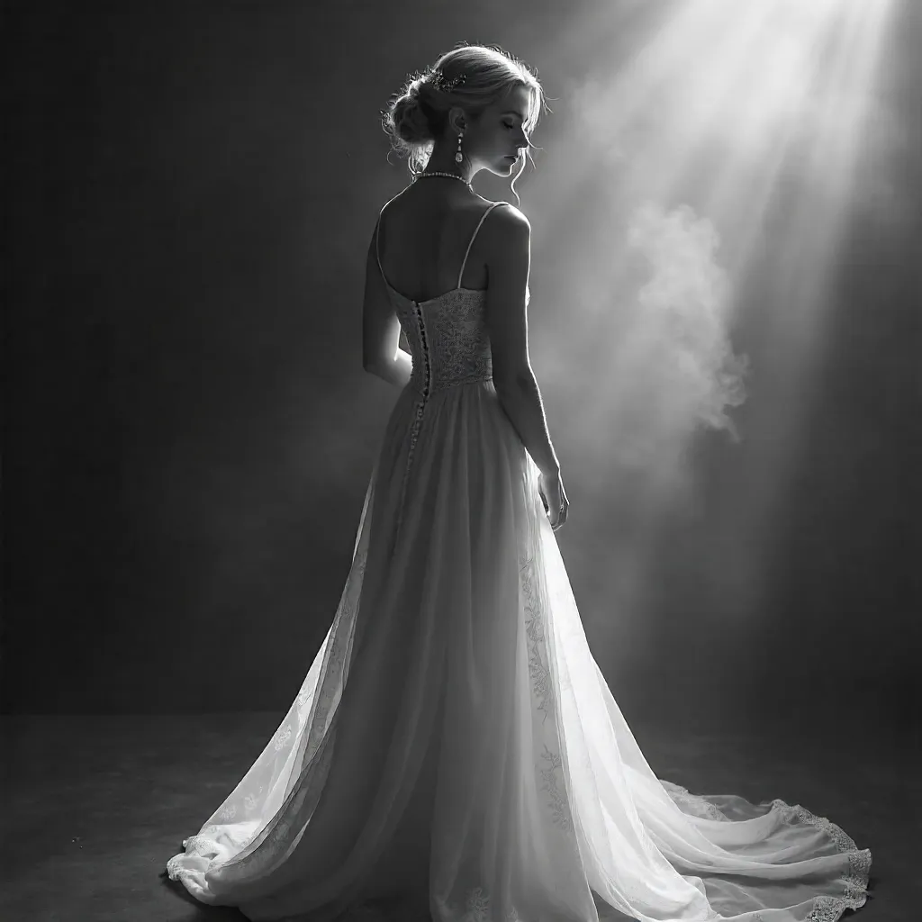 Ethereal Black-and-White Portrait of an Elegant Woman