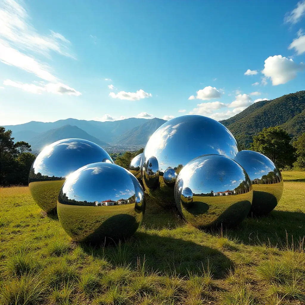 Reflective Metal Orbs in Minas Gerais, Brazil
