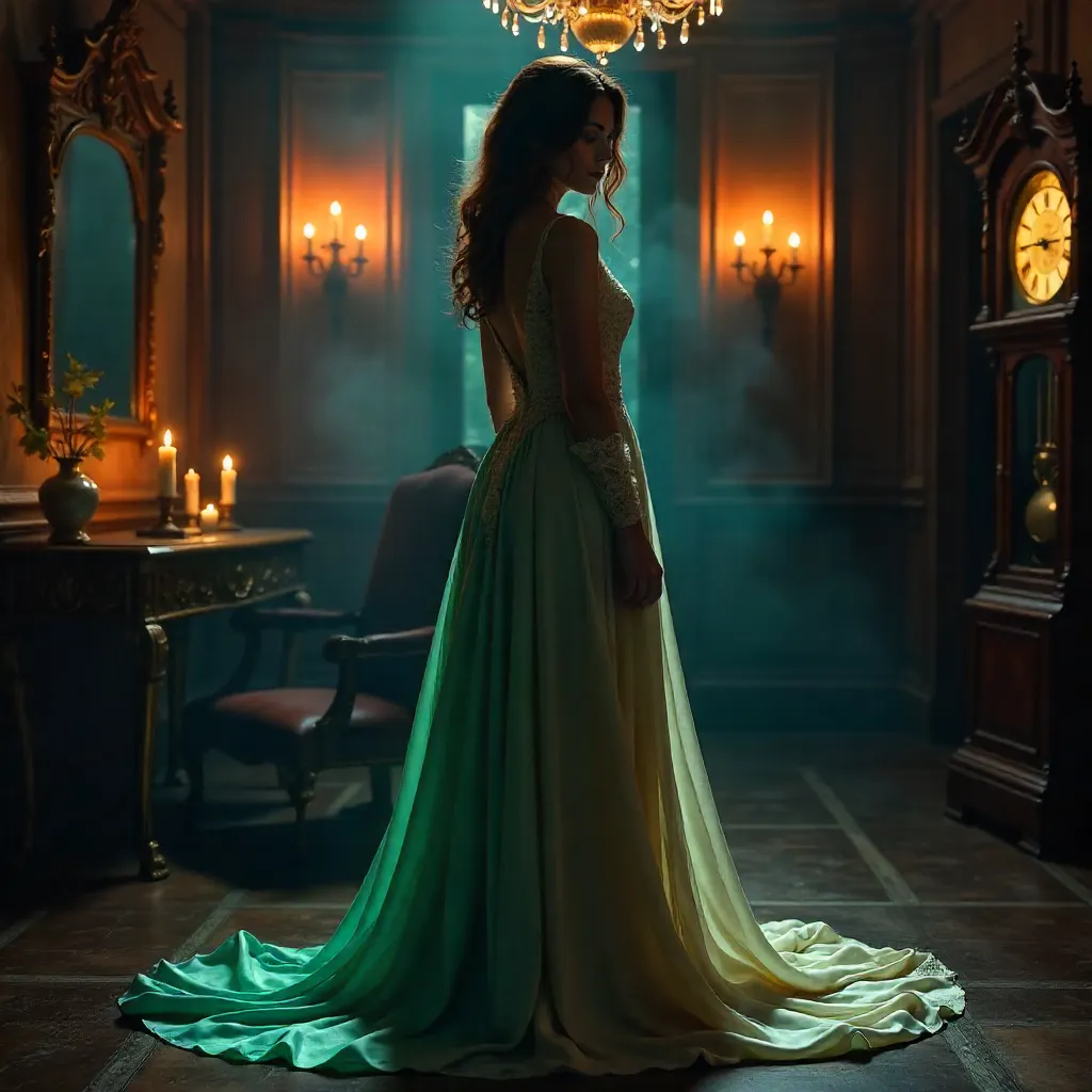 Silhouette in a Candlelit Chamber