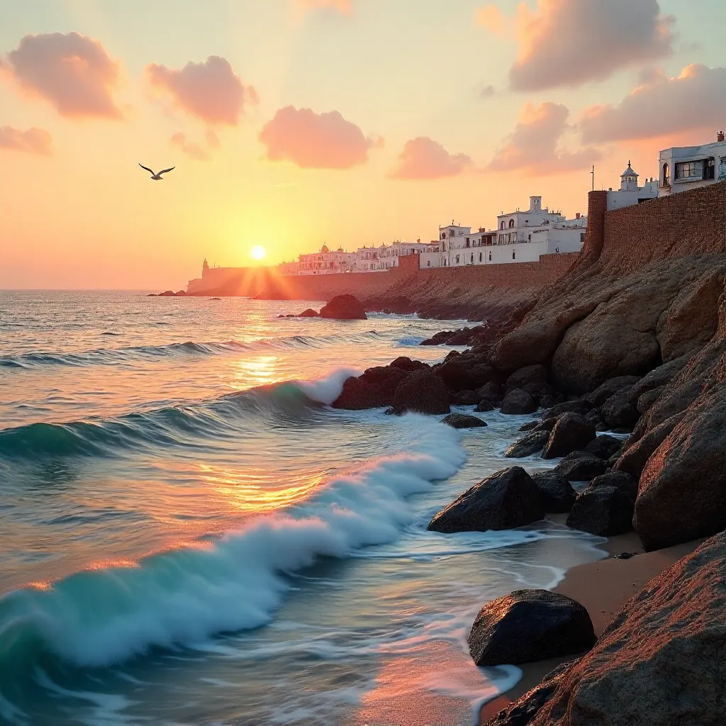 Essaouira Sunset Over Rocky Coastline