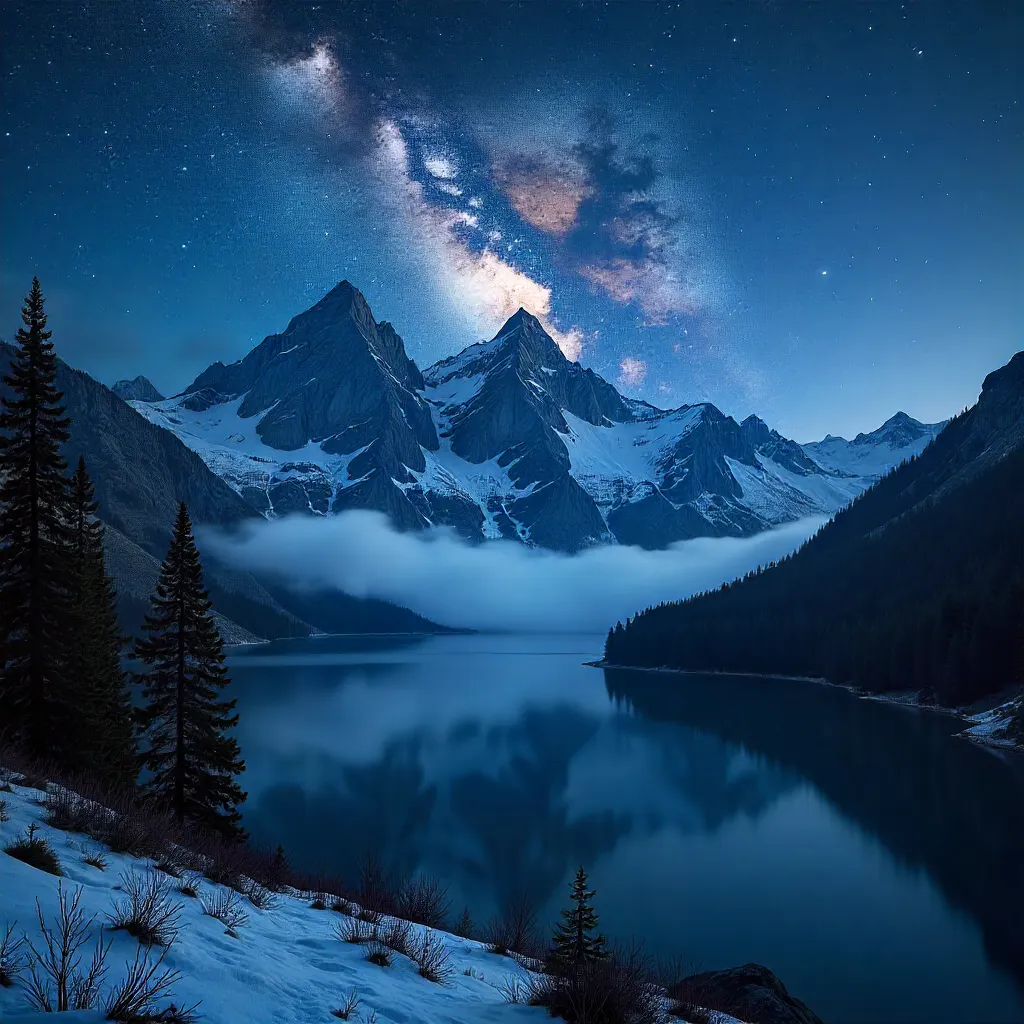 Milky Way Over Misty High Tatras, Slovakia