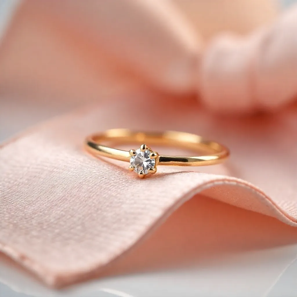 Delicate Gold Ring on a Pastel Pink Ribbon