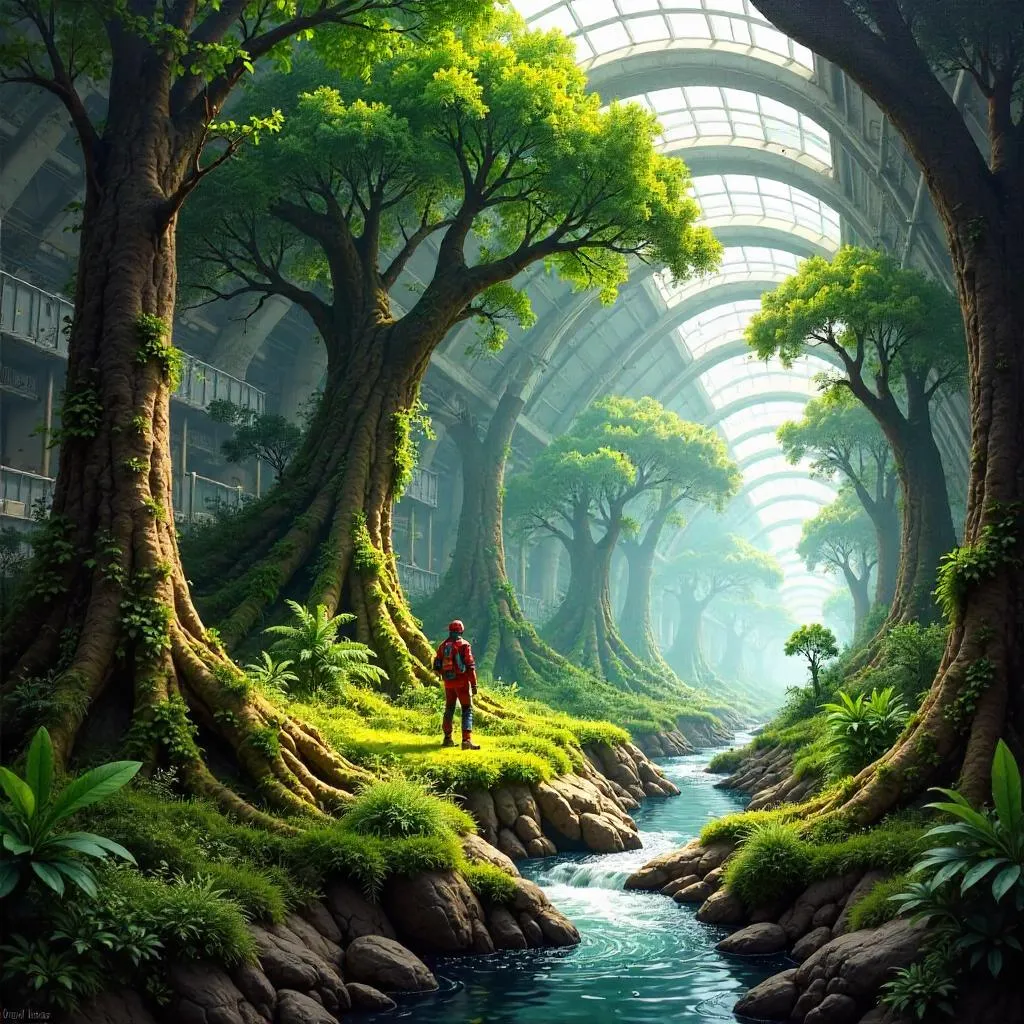 Forest Inside a Terraforming Station (Oil Painting)