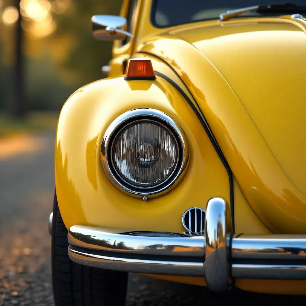 Detailed Close-Up of a Classic Yellow Beetle