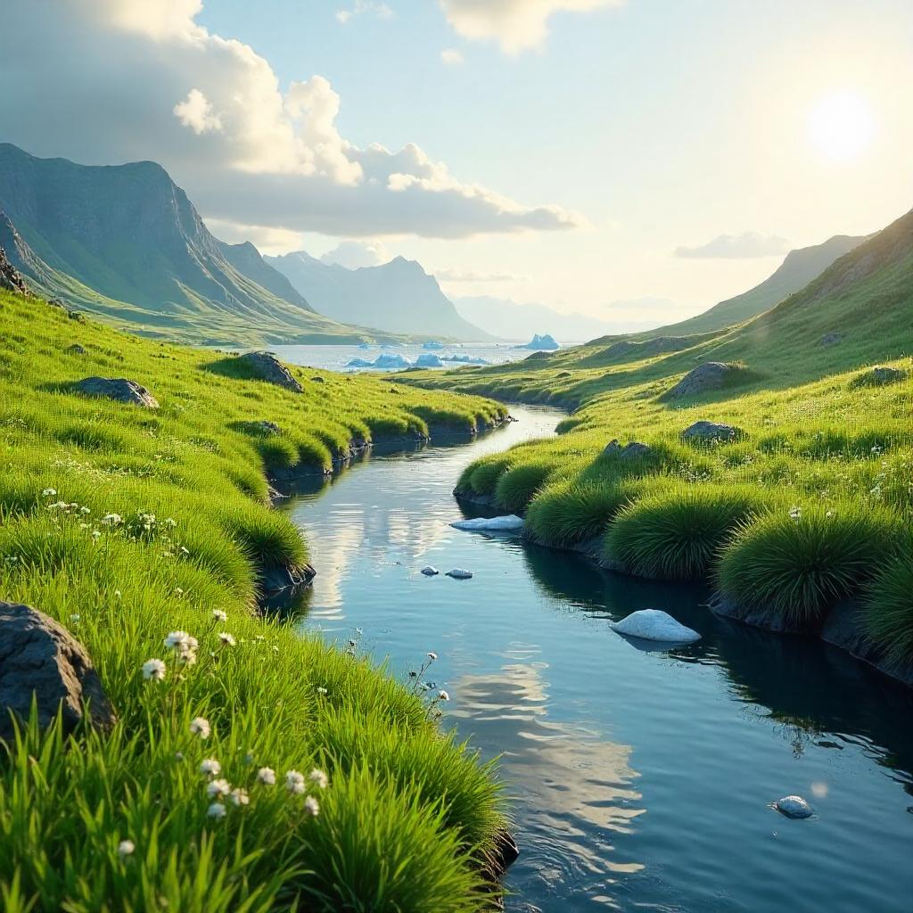 Meadow Among Icebergs: A 3D Photoreal Render