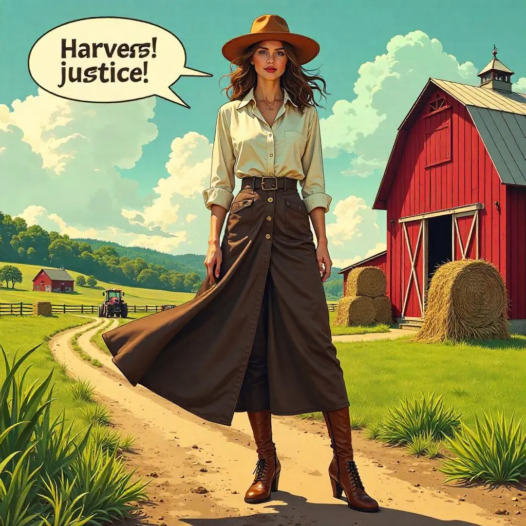 Elegant Farmbound Heroine in Comic Style