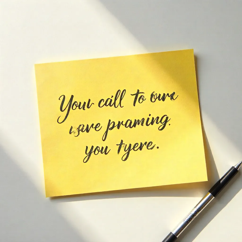 Yellow Card with Handwritten Inspirational Quote