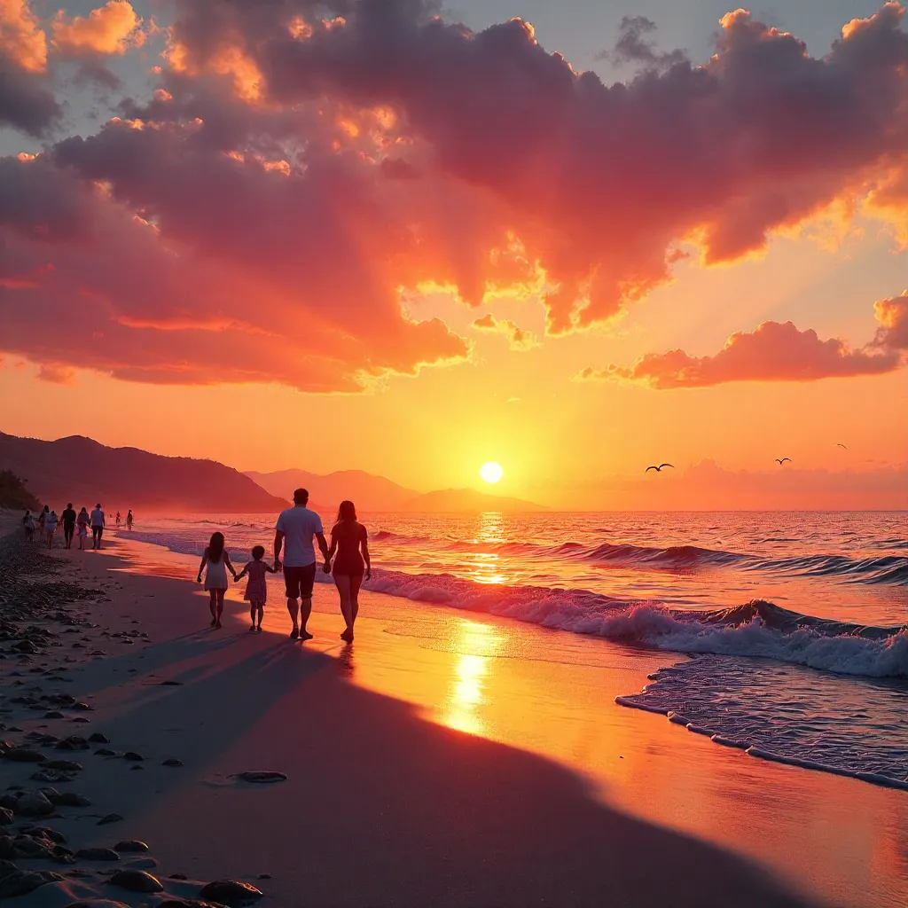 Majestic Sunset Silhouettes Over the Ocean