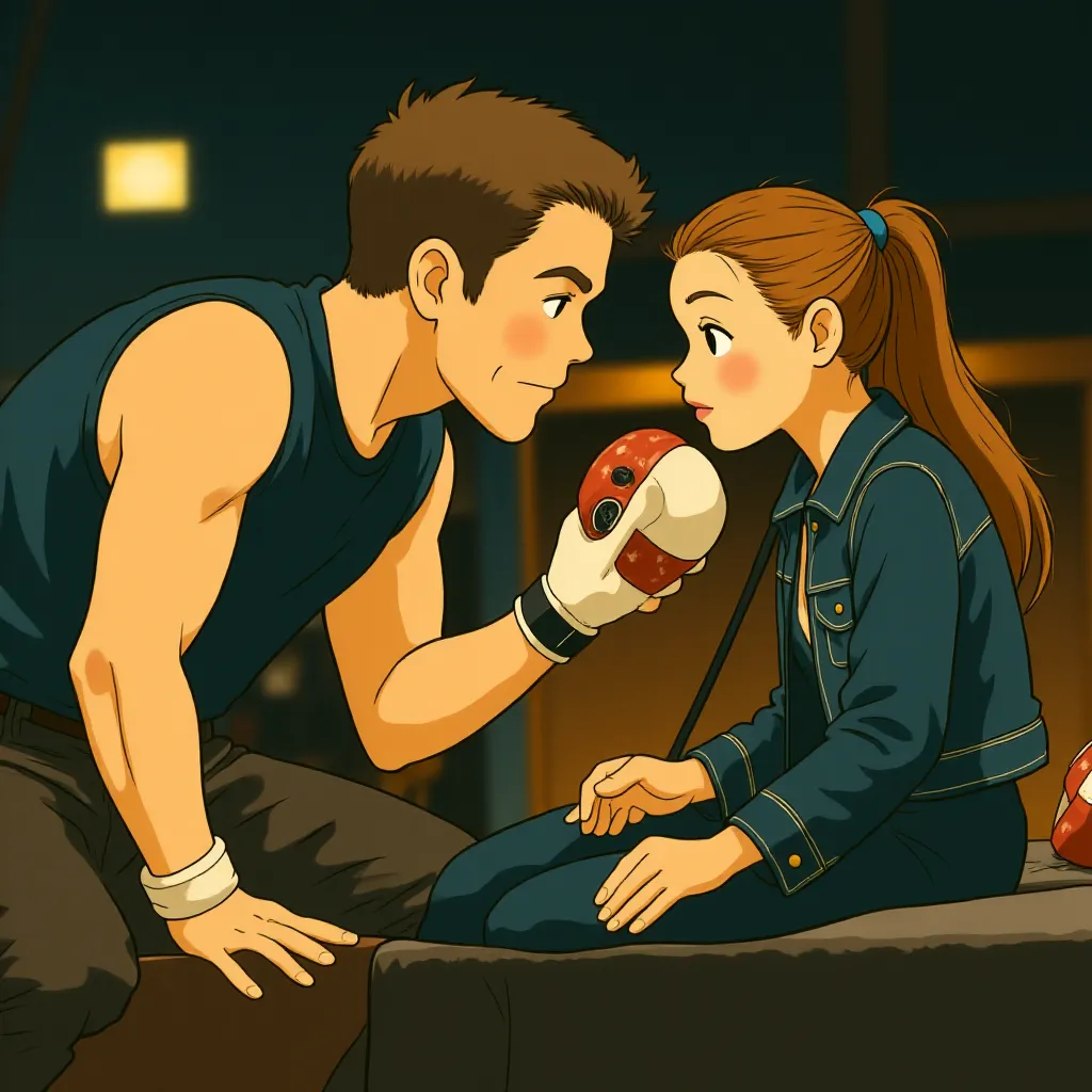 Jake Gyllenhaal and Oona Laurence in Southpaw (2015) - Anime style