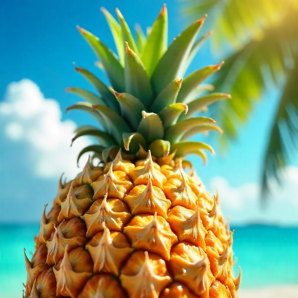Vibrant Pineapple Under a Clear Tropical Sky