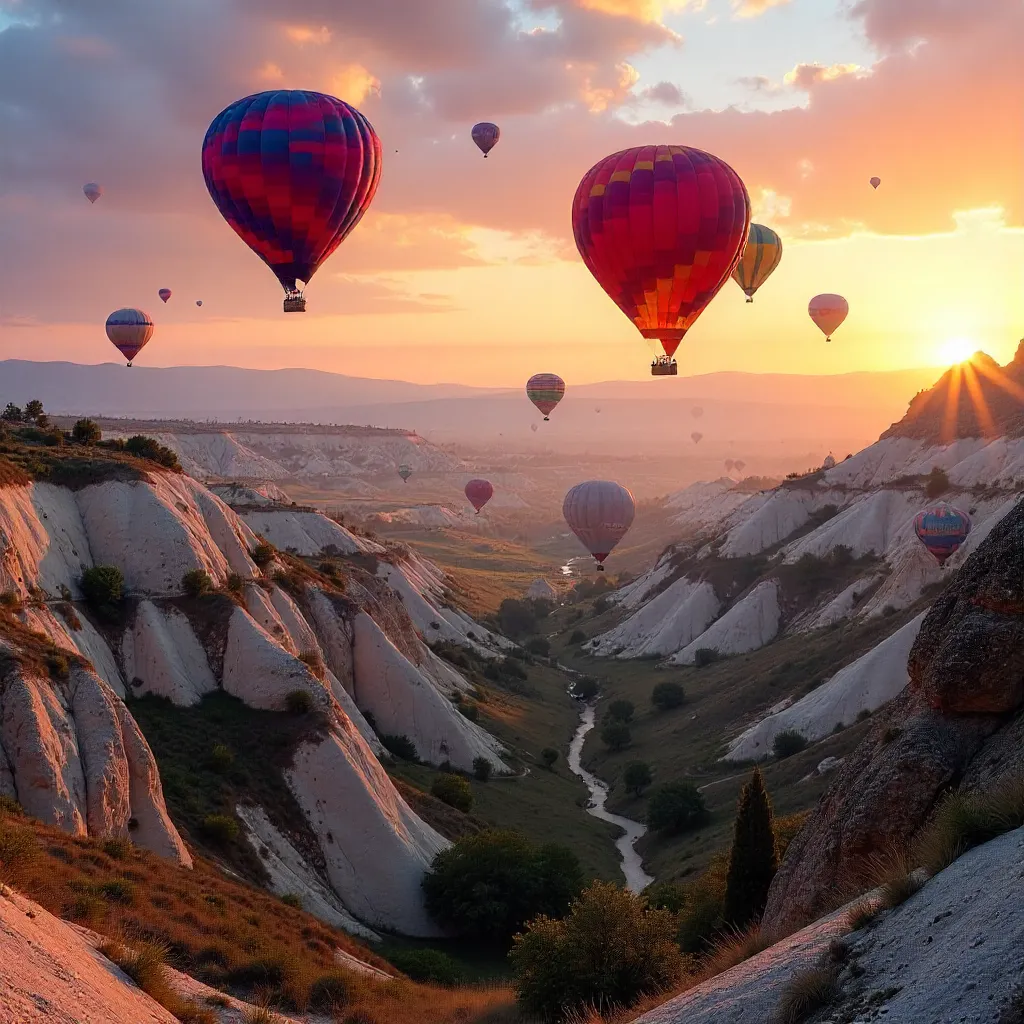 Sunrise Balloons Over Cappadocia's Fairy Chimneys