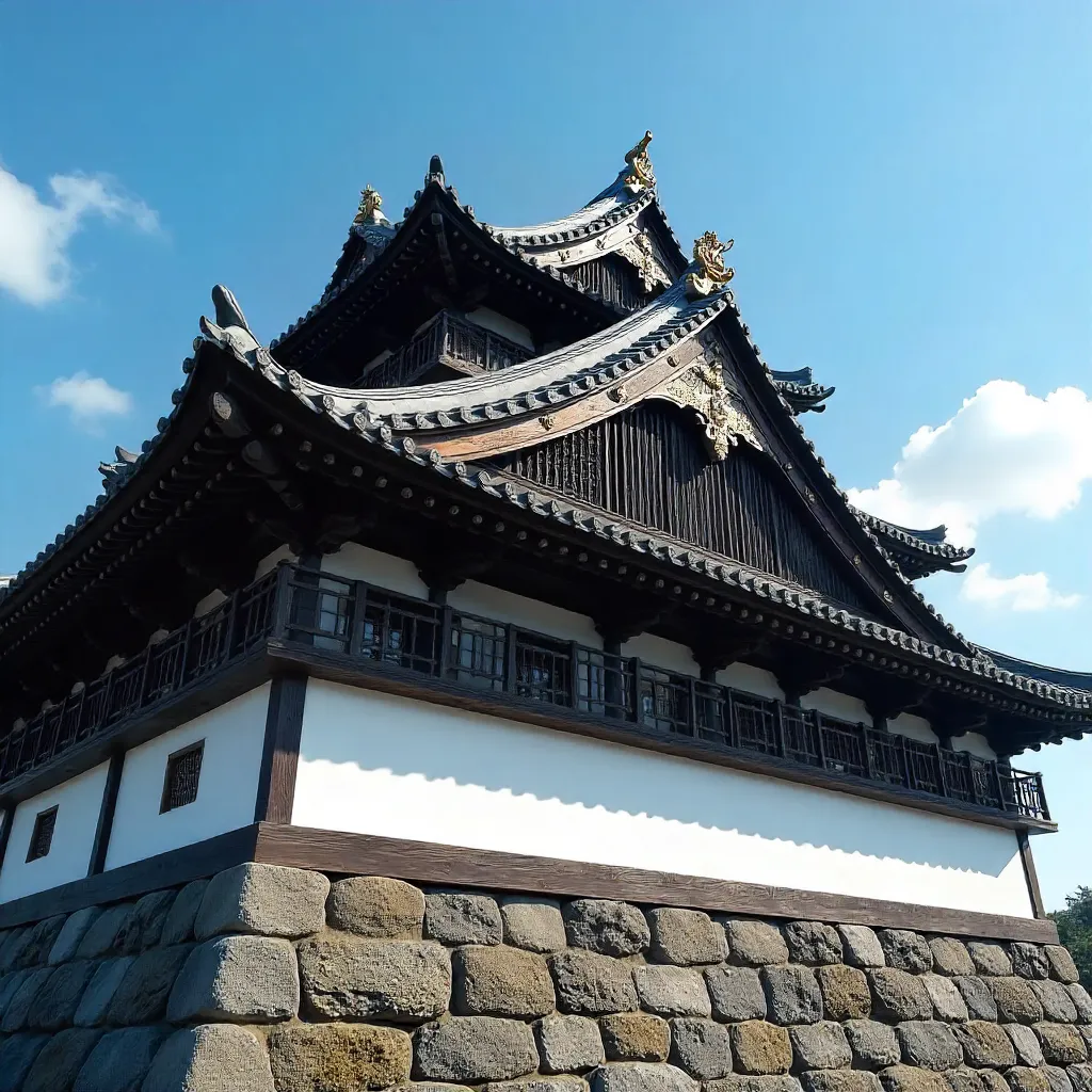 Captivating Japanese Castle Roof Under a Clear Sky