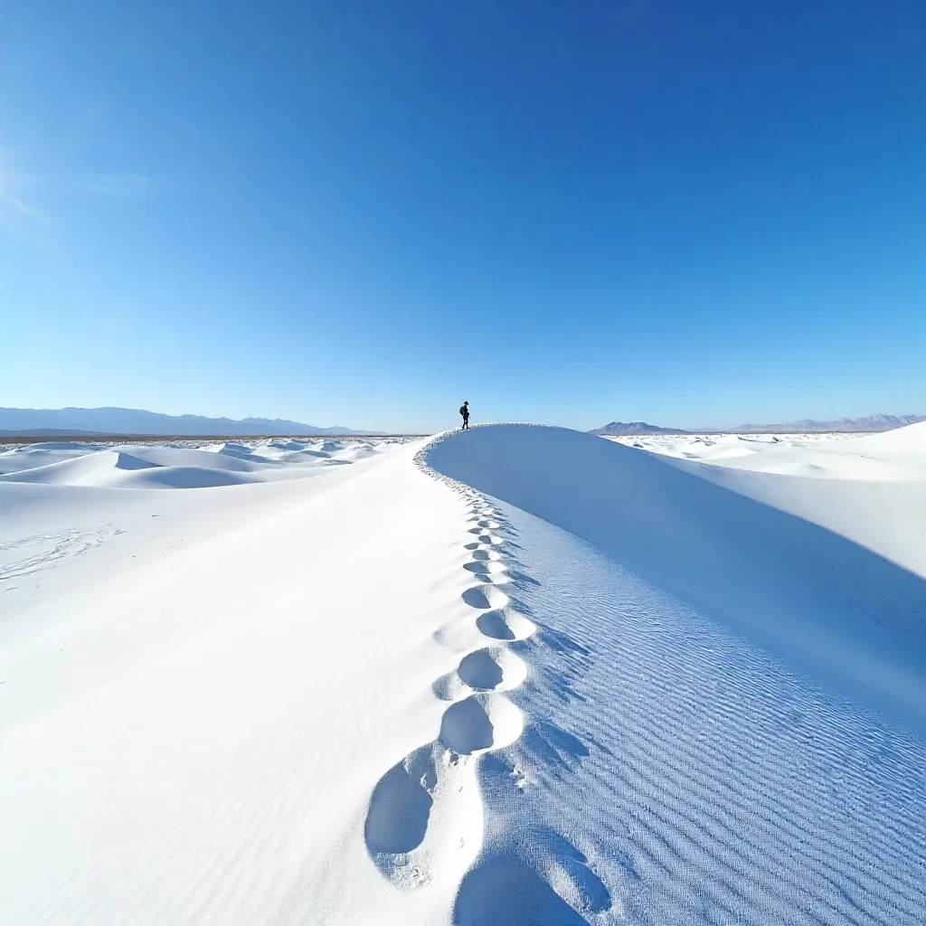 Vast White Sands under a Clear Blue Sky