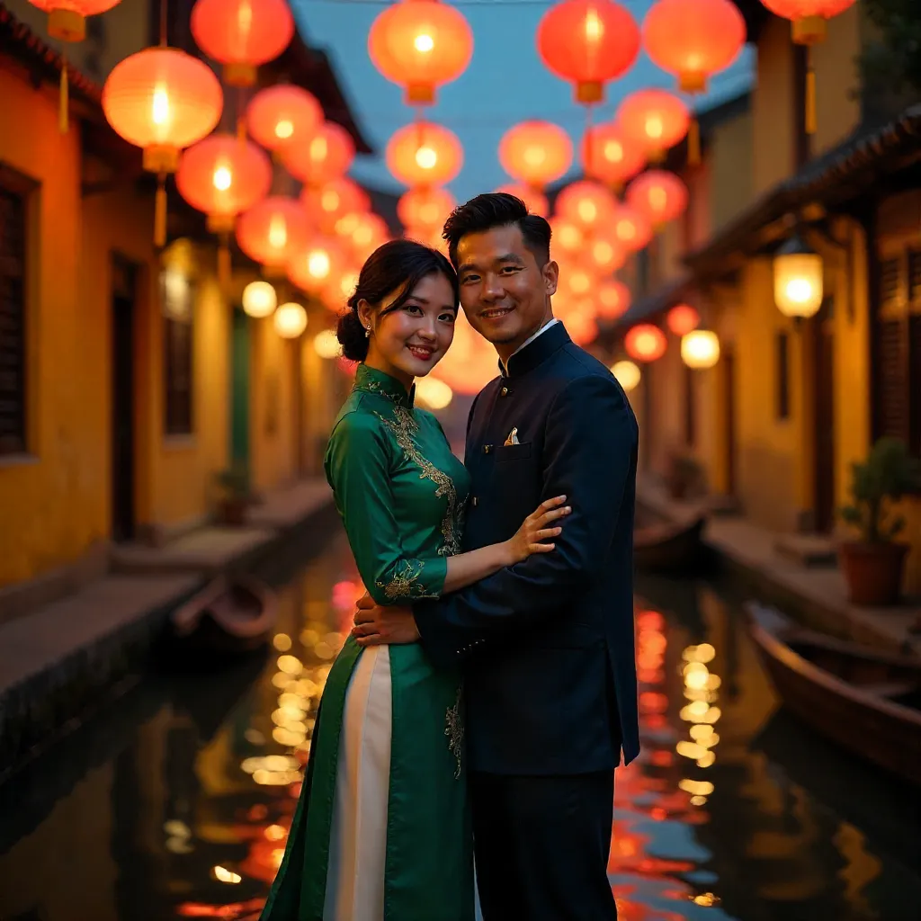 Romantic Áo Dài Portraits Under Hội An Lanterns