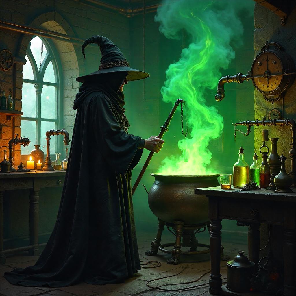 Witch Alchemist in a Mad Scientist Lab - Concept Art