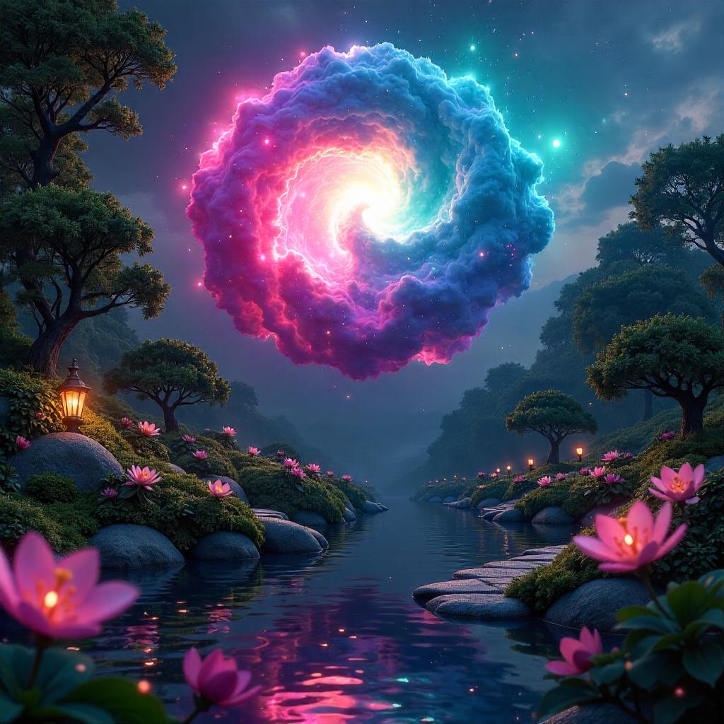 Nebula Garden: A 3D Photorealistic Render