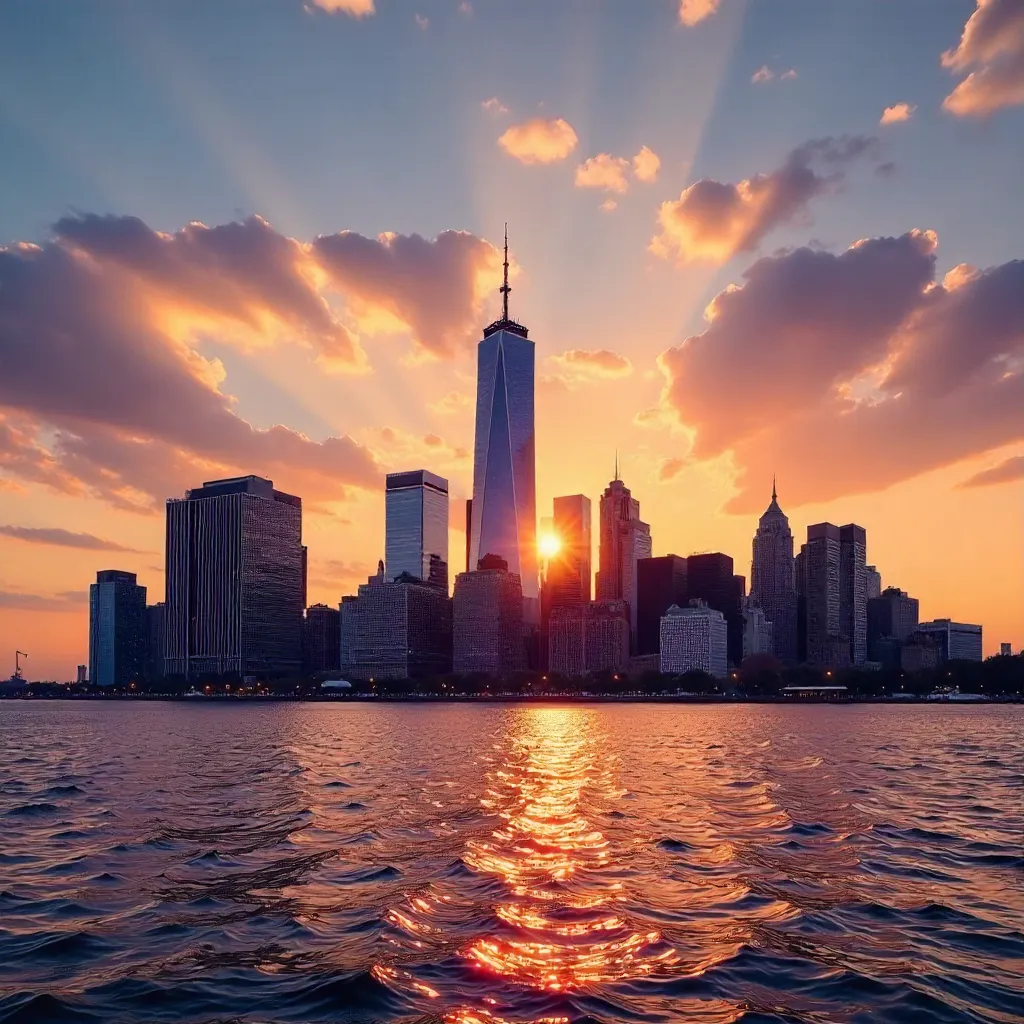 Sunset Panorama: One World Trade Center at Dusk