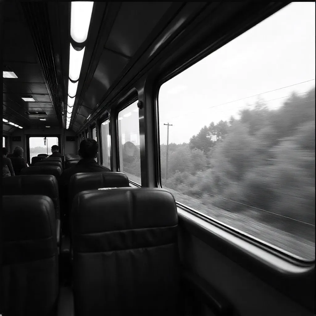 Inside a Moving Train: Blurred Exterior Through Windows