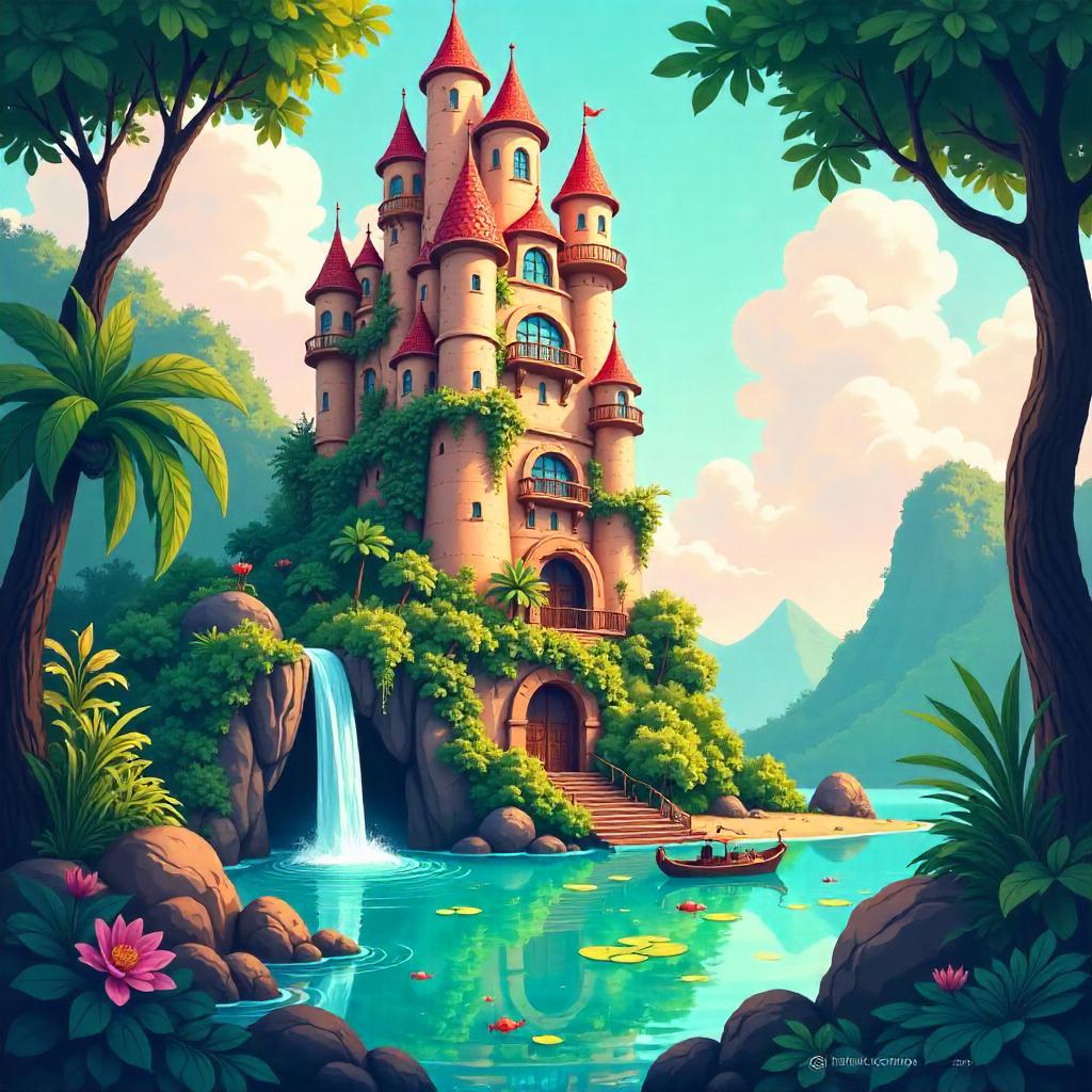 Hidden Lagoon Skyscraper - A Cartoon Oasis