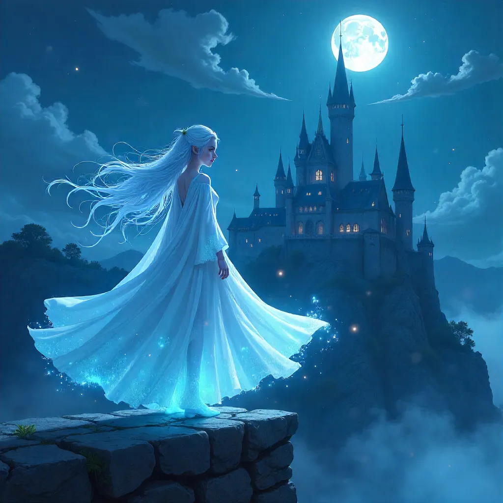 Banshee on Castle Battlements in Anime Style