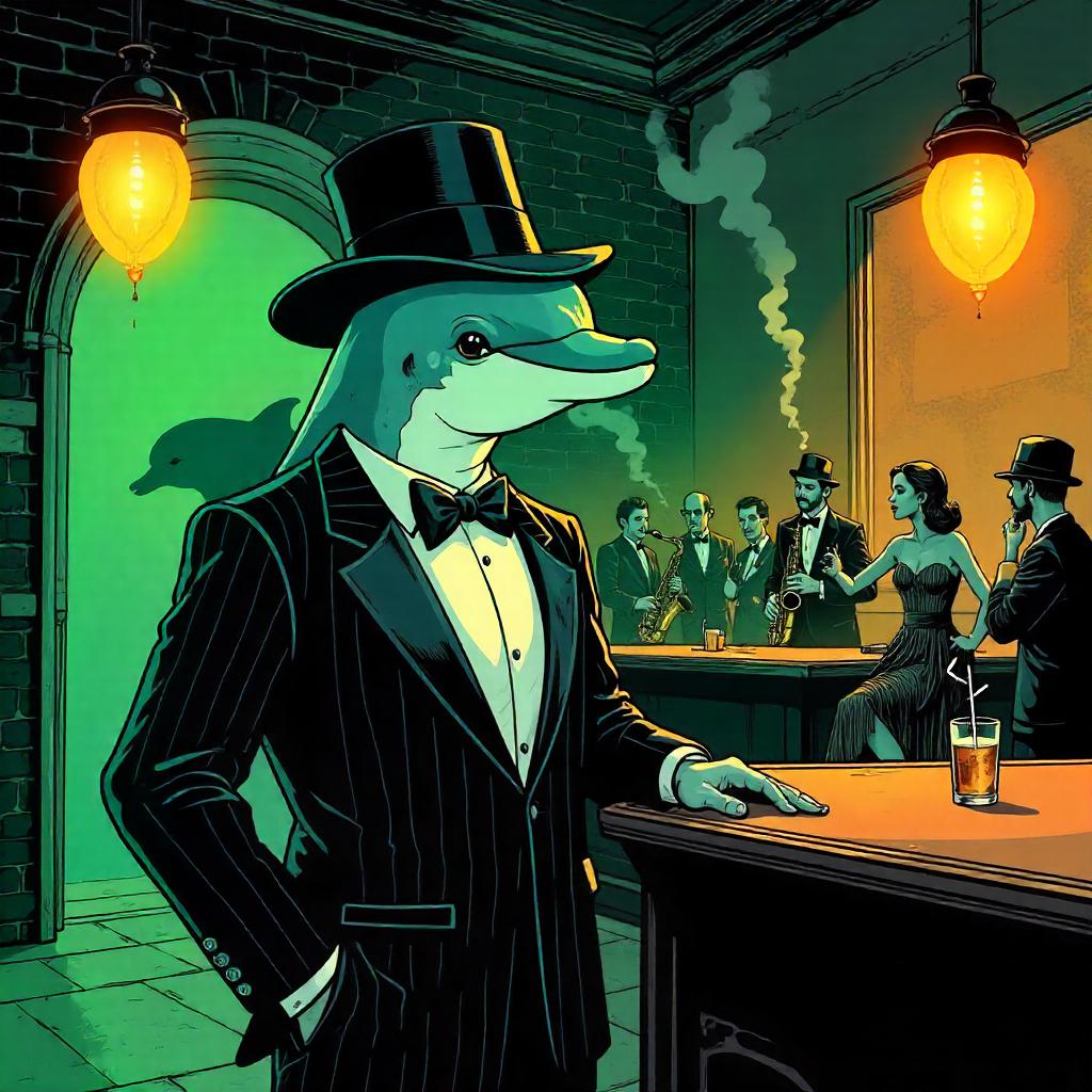 Dolphin in a 1920s Speakeasy – Comic Splash