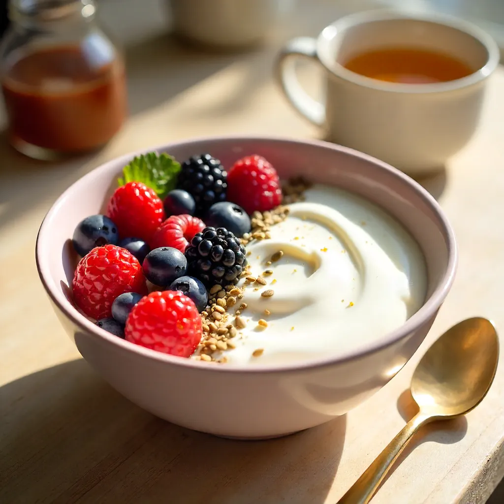 Creamy Yogurt Bowl with Fresh Berries and Seeds