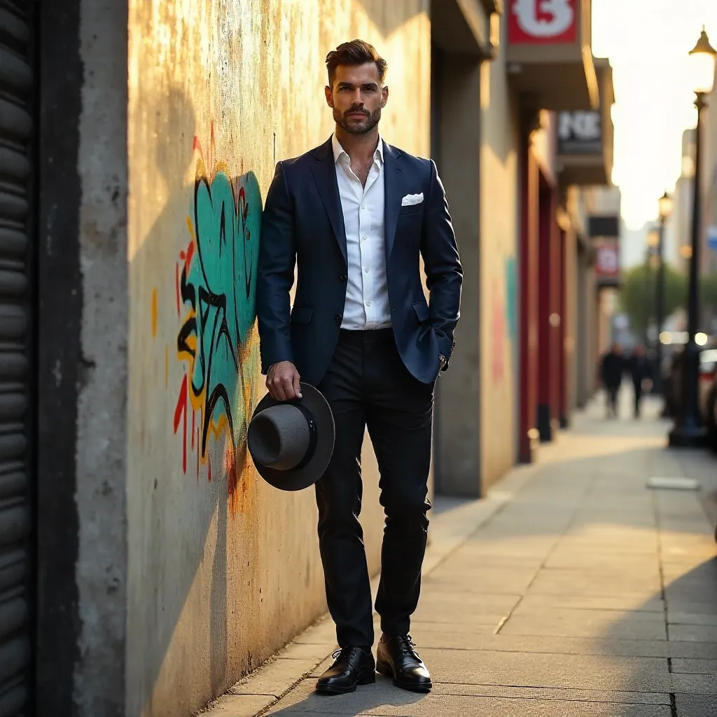 Stylish Man Portrait Against Modern Buenos Aires Wall