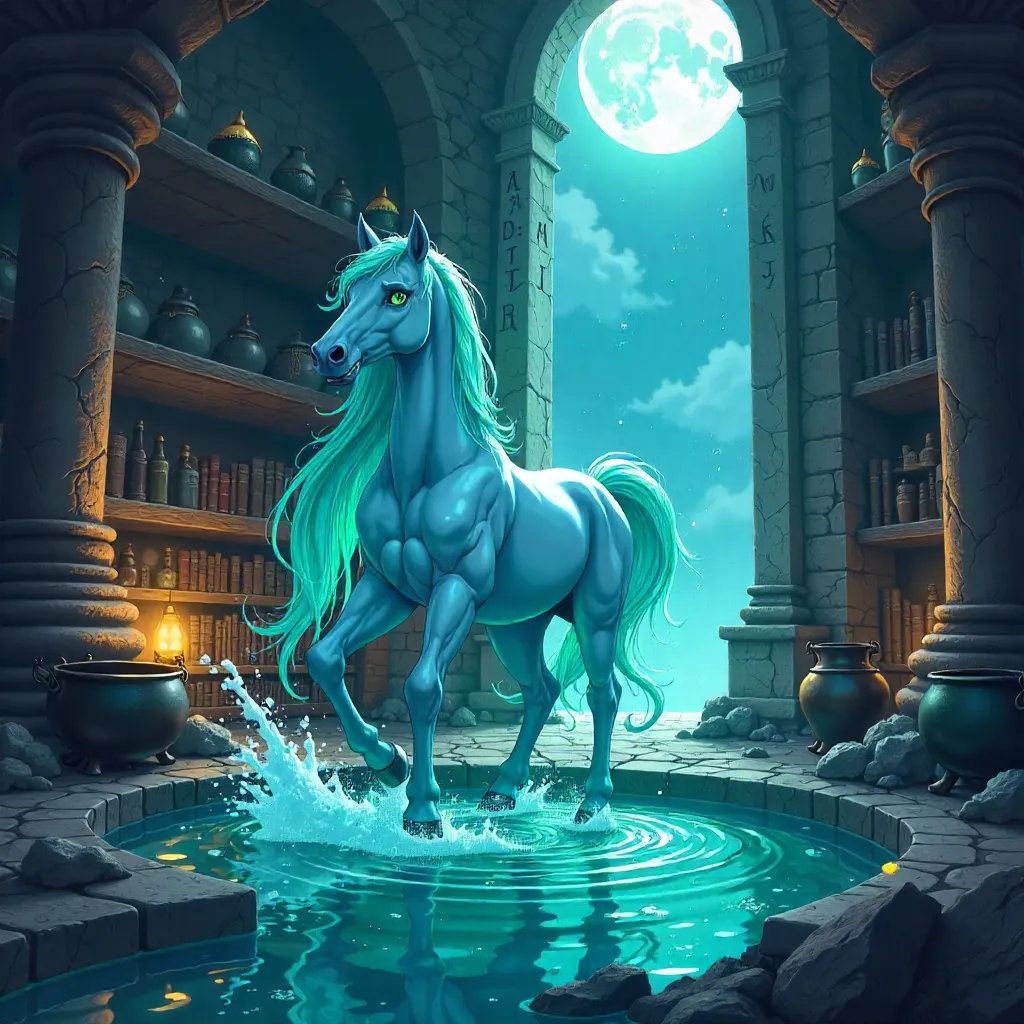 Kelpie in the Wizard Tower - Anime Fantasy Scene