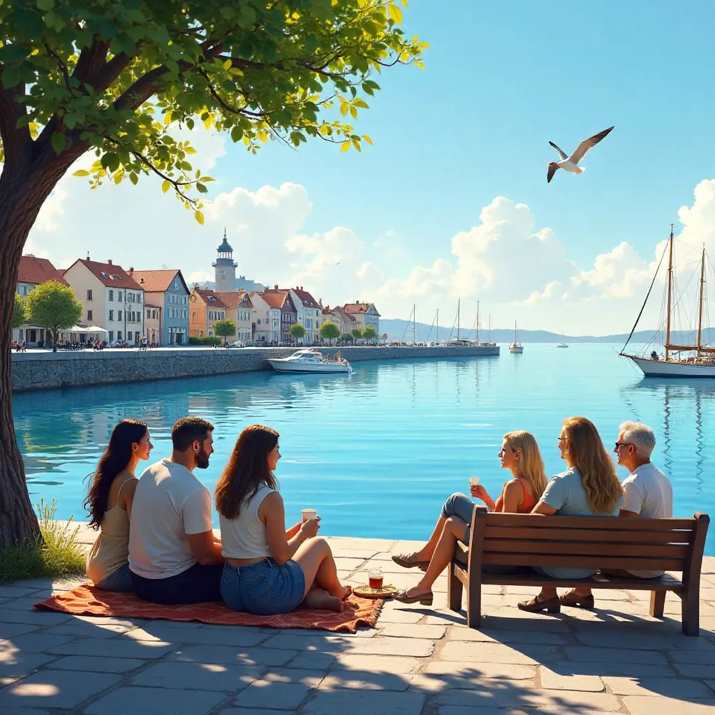 Serene Waterfront Gathering by the Port City