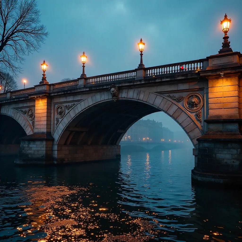 Atmospheric Paris Bridge Arch over the Seine