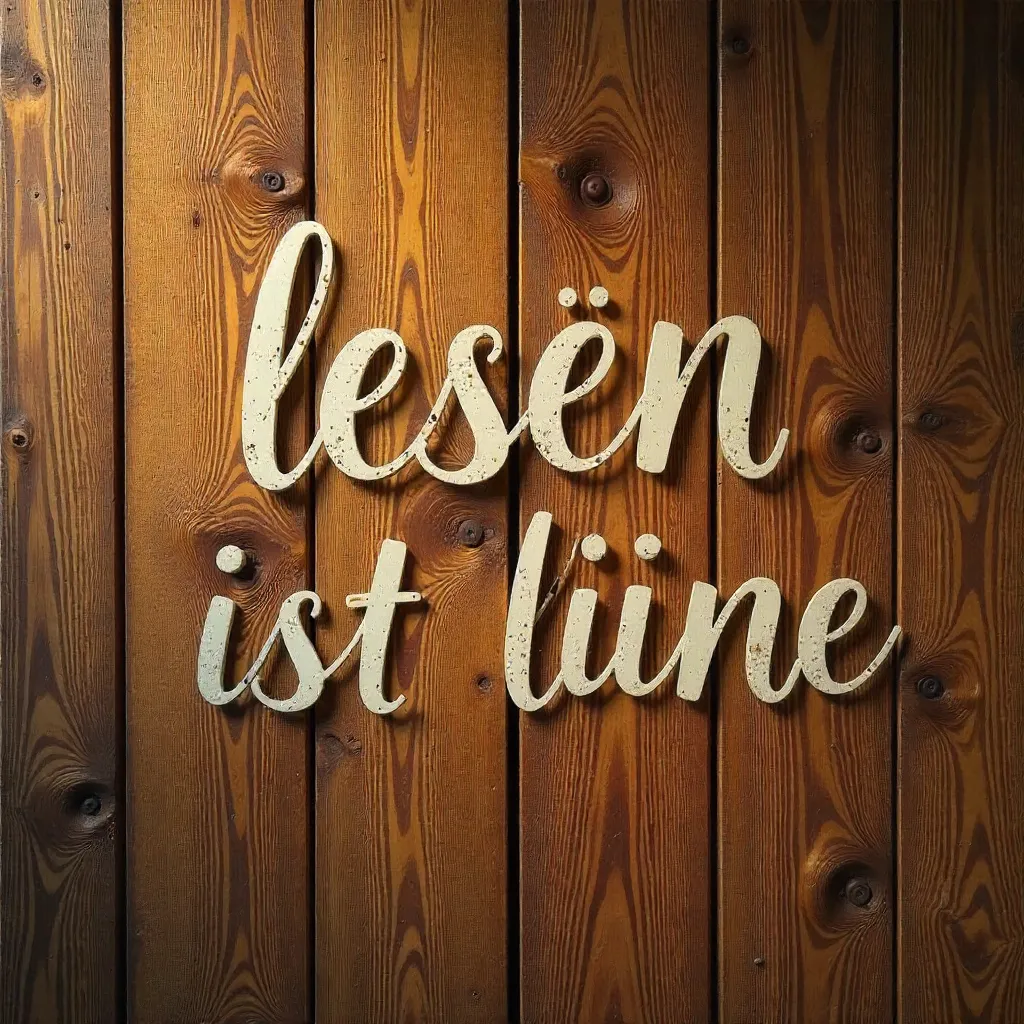 Lesen ist Liebe on Rustic Wood Wall