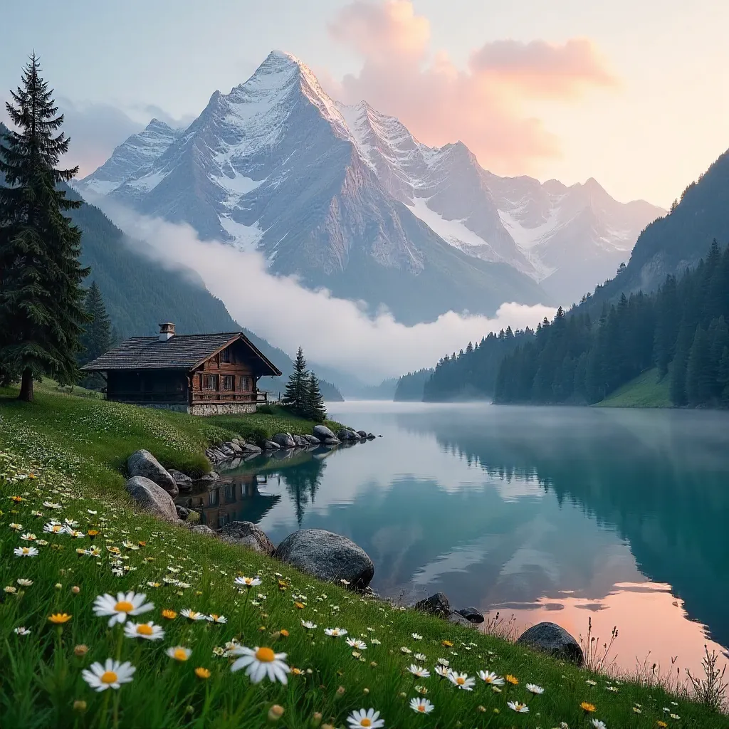 Misty Dawn Over Aosta Valley Alps
