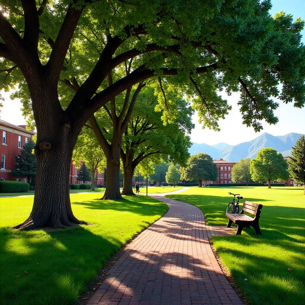 Serene Summer Walkway at CSU Oval, Fort Collins