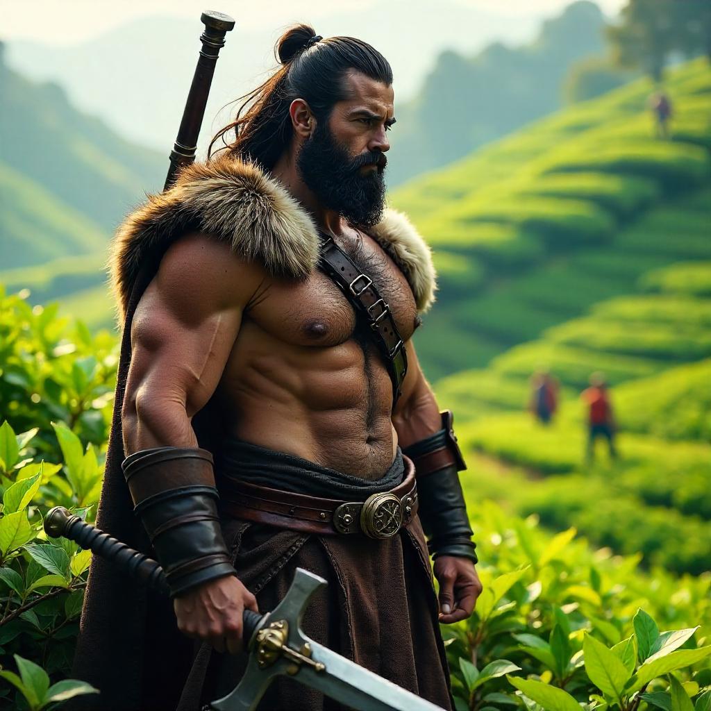 Barbarian in a Misty Tea Plantation