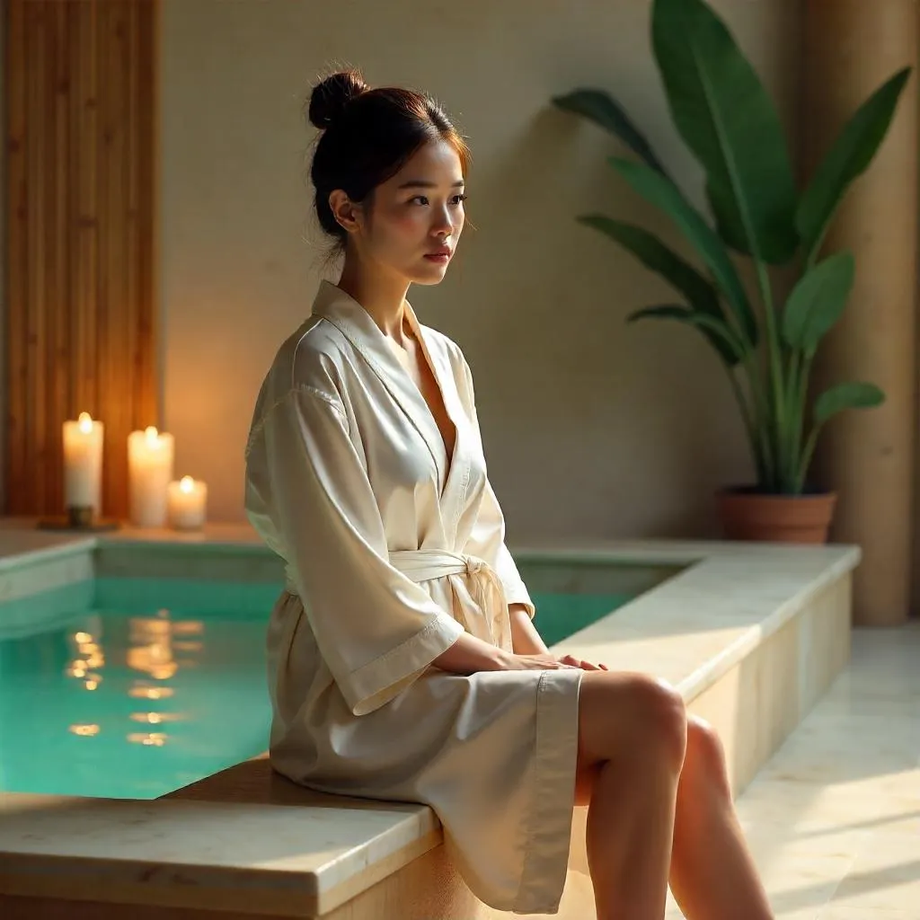 Serene Photorealistic Asian Woman in Spa