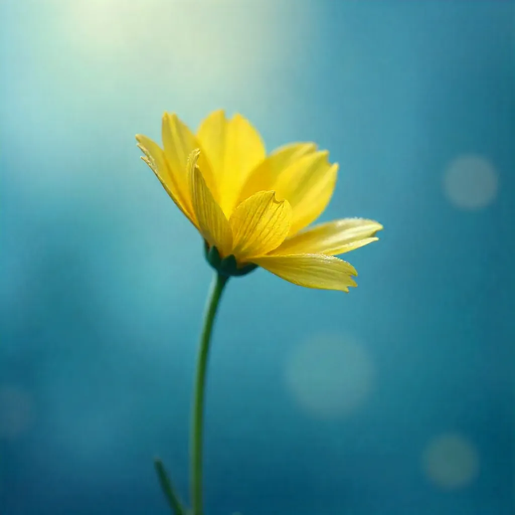 Lone Yellow Flower Against Dreamy Blue Backdrop
