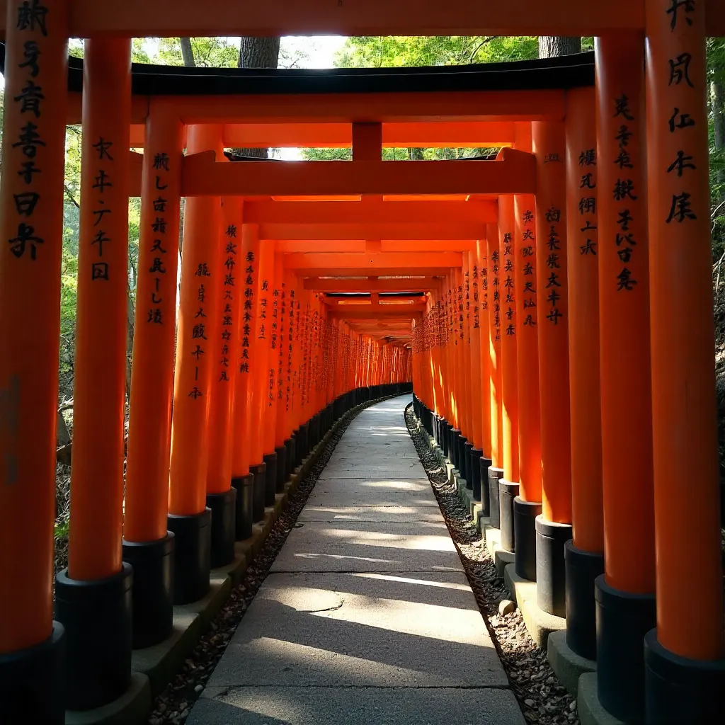 Serene Red Torii Corridor at Fushimi Inari