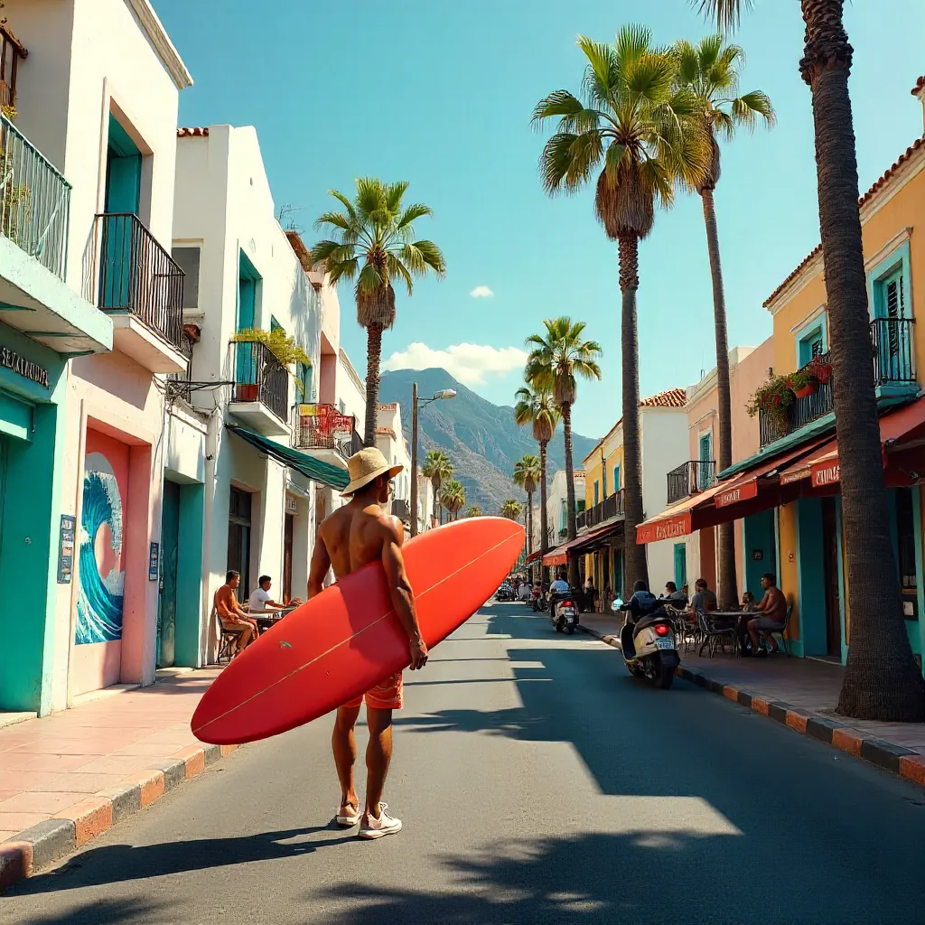Canary Islands Urban Surfer in City Streets