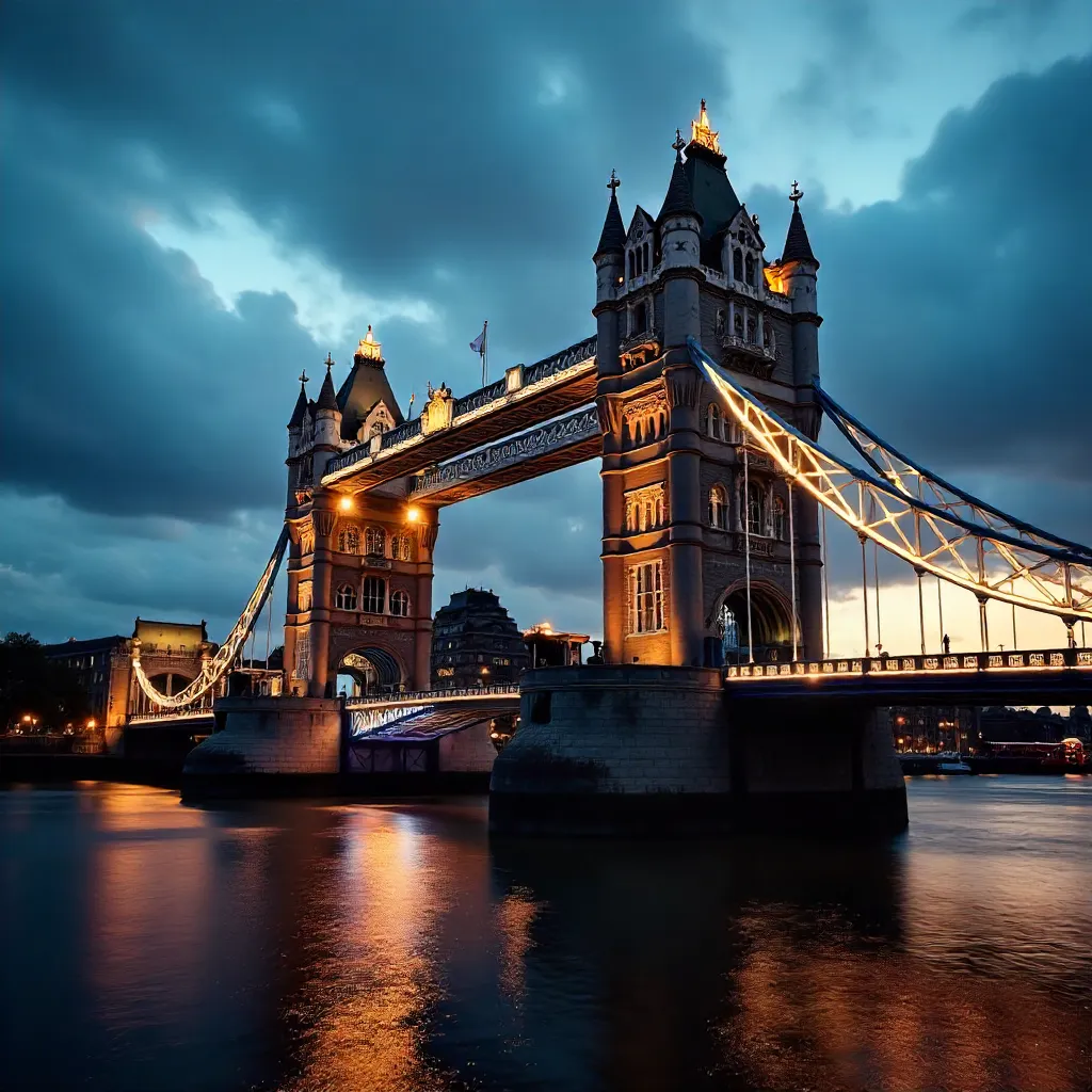 Twilight Majesty: Tower Bridge Under Moody London Clouds