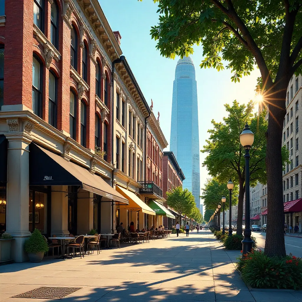 Charming Downtown Houston: Historic Facades in Sun