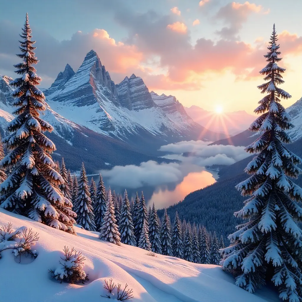 Sunrise in the High Tatras: Frosted Pines at Dawn