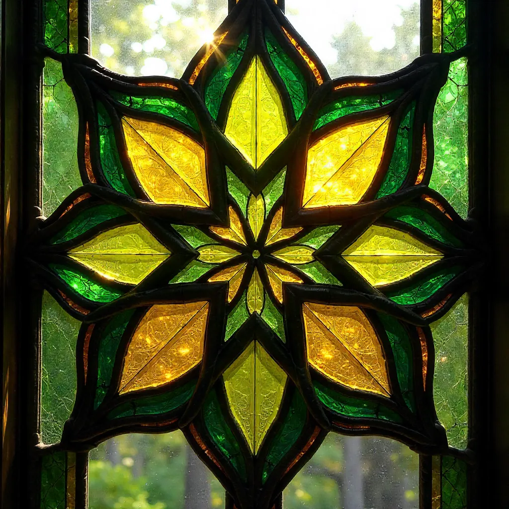 Verdant Star Geometry in Stained Glass