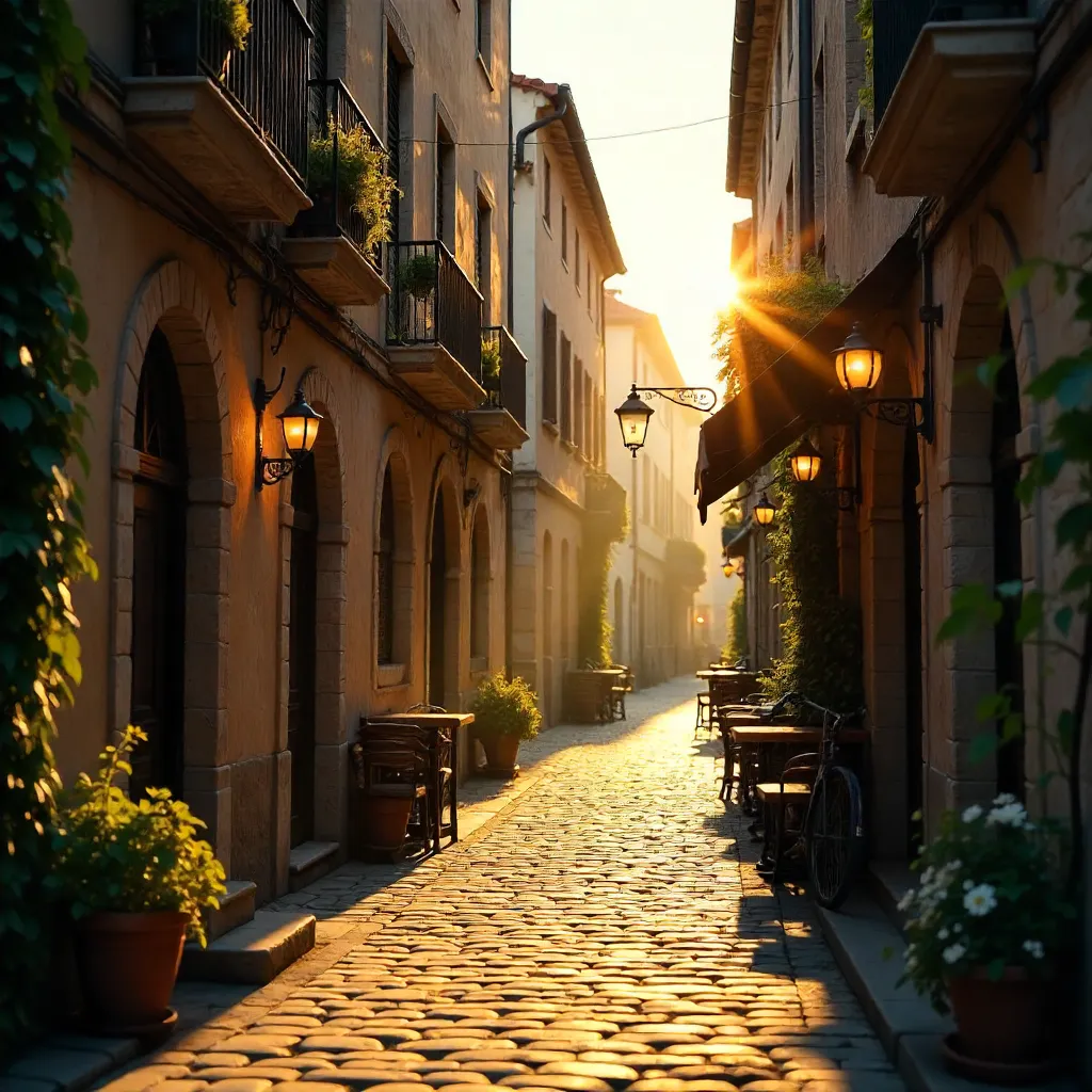 Golden Hour in a Cozy Historic Alley