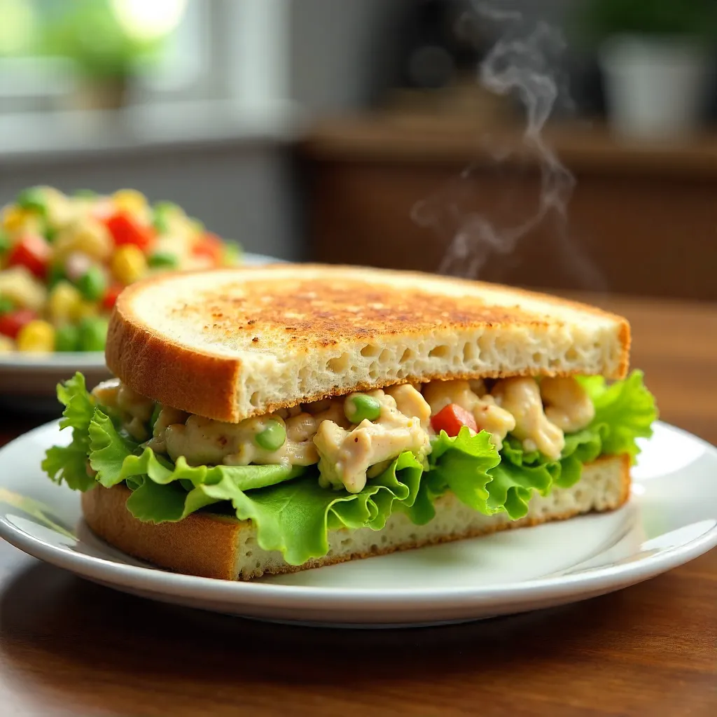 Fresh Toasted Sandwich with Crisp Greens and Vibrant Chicken Salad
