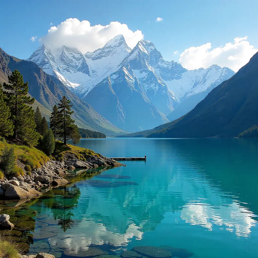 Panoramic Andes over Bariloche's Turquoise Lakes at Dawn