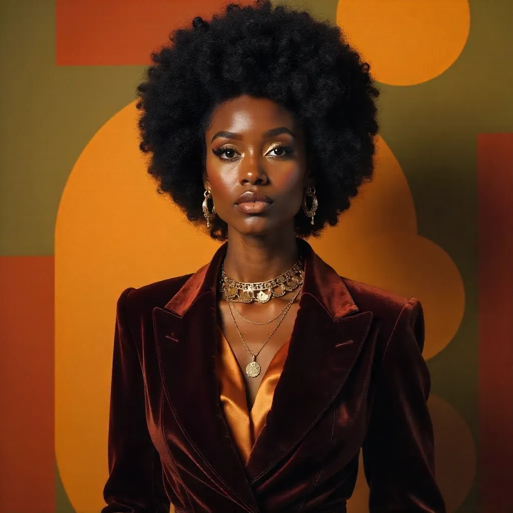Vintage Afro Portrait in 70s Velvet Glam